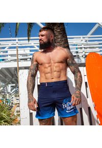Spodenki Sportowe Męskie na trening i siłownię EXTREME HOBBY BADGE. Kolor: niebieski. Materiał: poliester, elastan. Sport: fitness