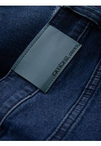 Ombre Clothing - Krótkie spodenki męskie jeansowe z dziurami – ciemnoniebieskie V3. Okazja: na co dzień. Kolor: niebieski. Materiał: jeans. Długość: krótkie. Wzór: aplikacja. Styl: klasyczny, casual #6