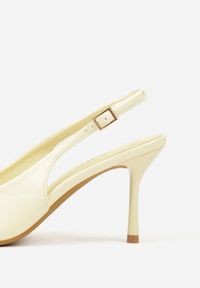 Born2be - Żółte Sandały na Szpilce z Cyrkoniową Klamrą Starstone. Okazja: na wesele, na co dzień, na ślub cywilny. Zapięcie: klamry. Kolor: żółty. Materiał: jeans. Obcas: na szpilce. Styl: casual, klasyczny, elegancki #7