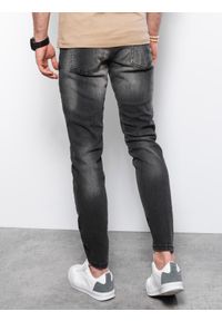 Ombre Clothing - Spodnie jeansowe męskie SLIM FIT P1023 - grafitowe - XXL. Okazja: na co dzień. Kolor: szary. Materiał: jeans. Styl: casual, klasyczny #3