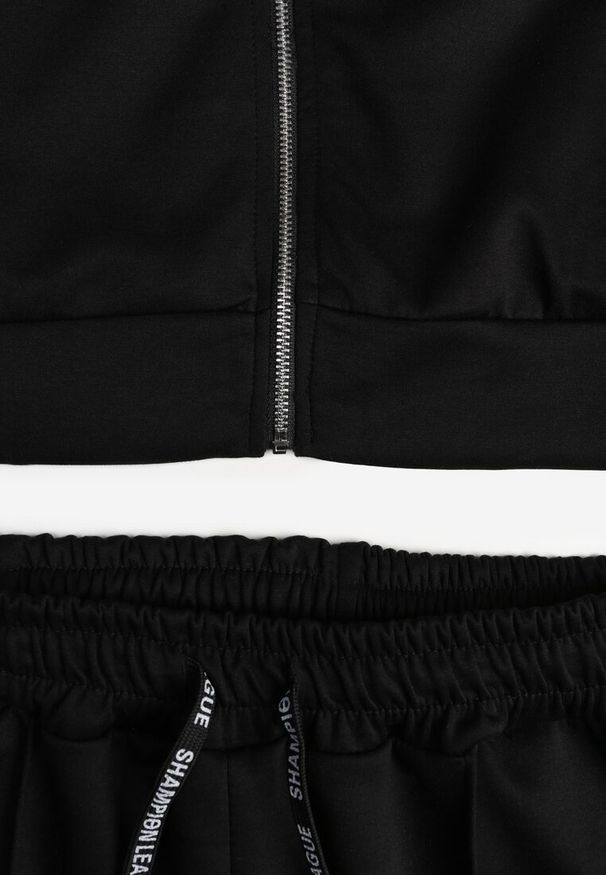 Renee - Czarny Komplet Dresowy z Bawełny Zasuwana Bluza i Spodnie Teviora. Kolor: czarny. Materiał: bawełna, dresówka