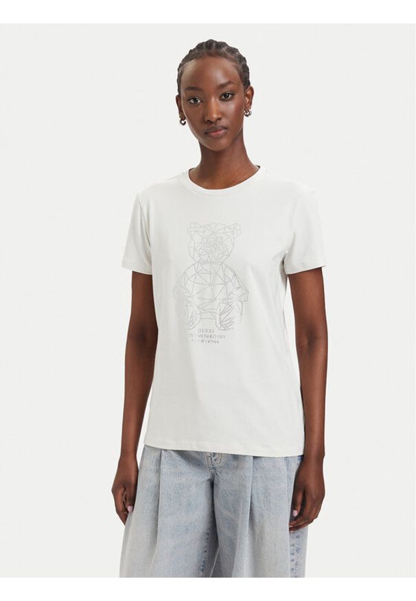 Guess T-Shirt V6GI12 K3325 Kremowy Regular Fit. Kolor: kremowy. Materiał: bawełna