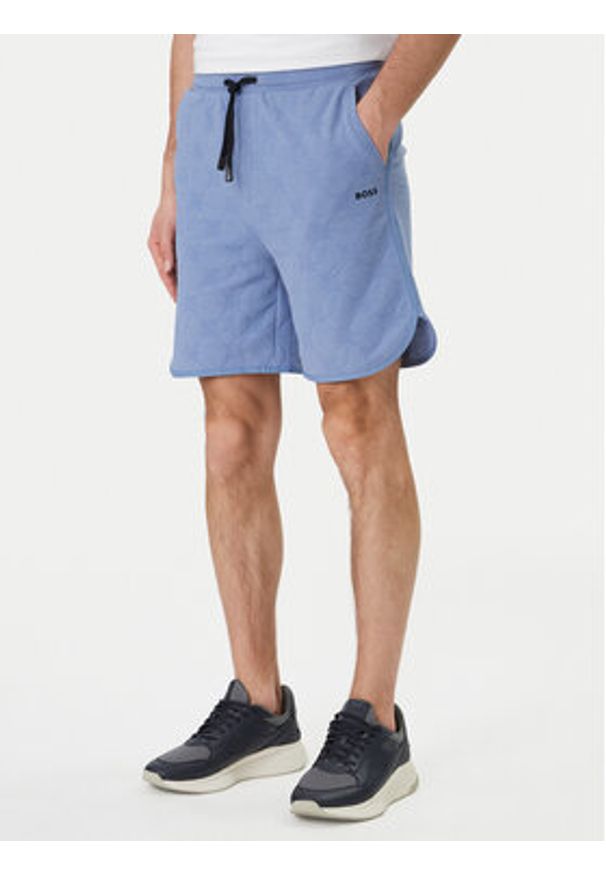 BOSS Szorty sportowe Member 50558883 Błękitny Relaxed Fit. Kolor: niebieski. Materiał: bawełna. Styl: sportowy