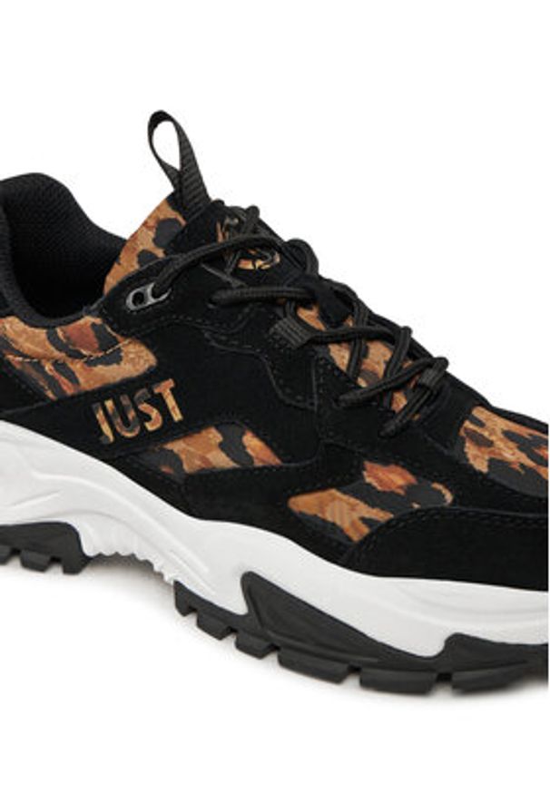 Just Cavalli Sneakersy 77RA3SC1 Brązowy. Kolor: brązowy. Materiał: zamsz, skóra