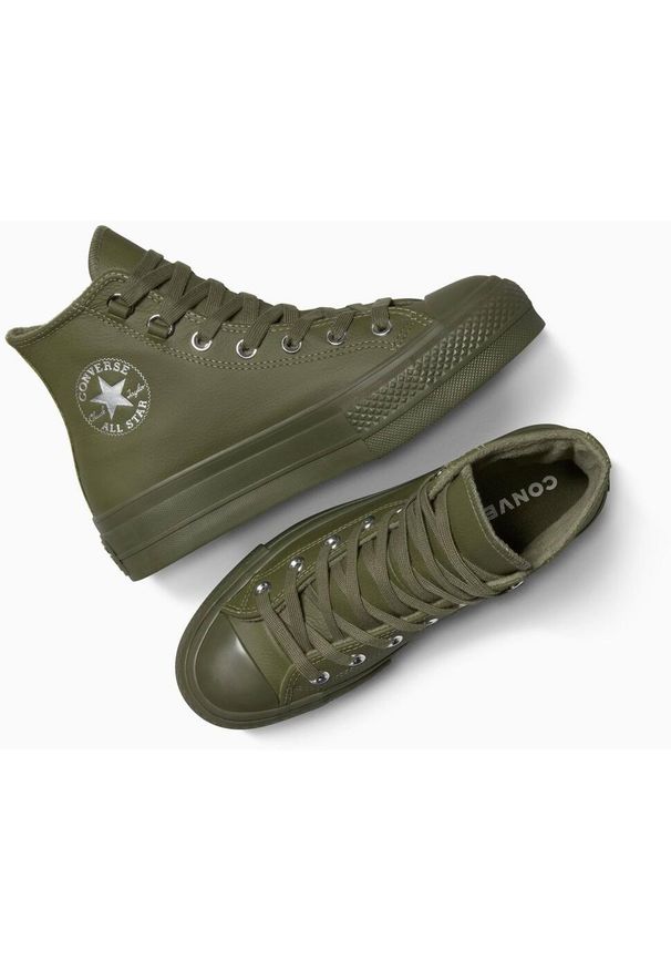 Adidasy Converse Chuck Taylor All Star Lift, Dla obu płci. Kolor: zielony. Materiał: skóra, materiał. Model: Converse All Star. Sport: fitness