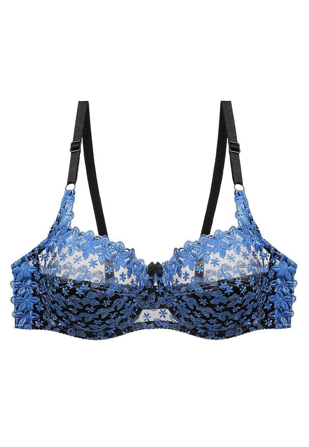 Intica - Koronkowy biustonosz półprzezroczysty na co dzień i specjalne okazje Monique. Kolor: niebieski. Materiał: koronka. Wzór: koronka