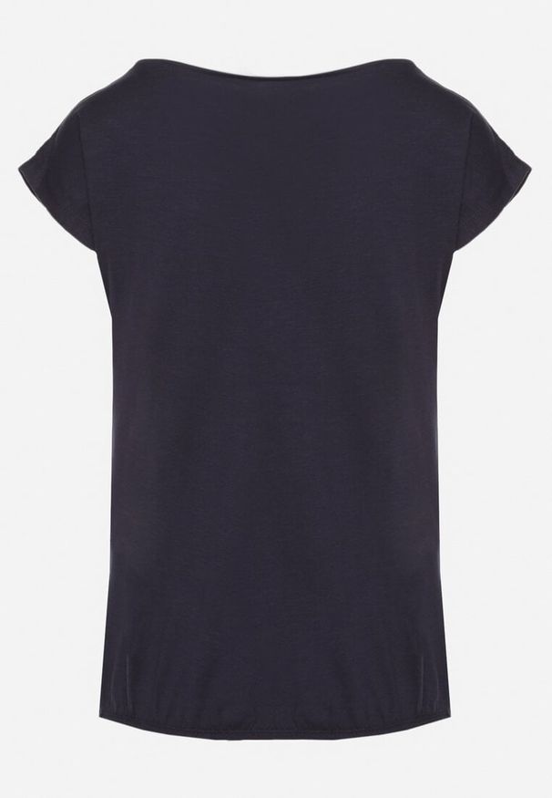 Born2be - Granatowy Bawełniany T-shirt w Klasycznym Stylu Raliessa. Okazja: na co dzień. Kolor: niebieski. Materiał: bawełna. Sezon: lato, wiosna. Styl: klasyczny