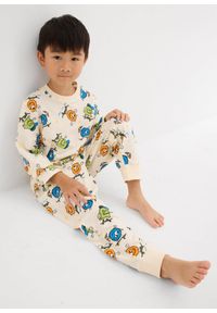 bonprix - Piżama z bawełny organicznej (komplet 2 piżam). Kolor: niebieski. Materiał: bawełna. Wzór: nadruk #2