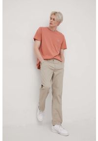 Lee spodnie męskie kolor szary w fasonie chinos. Kolor: szary. Materiał: bawełna, włókno, tkanina