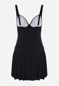 Born2be - Czarny Strój Kąpielowy Jednoczęściowy o Kroju Sukienki z Siateczkową Wstawką Earena. Kolekcja: plus size. Kolor: czarny #5