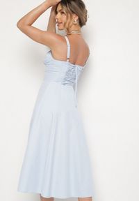 Born2be - Niebieska Rozkloszowana Gorsetowa Sukienka Vices Ozdobiona Wiązaniem Ralethea. Typ kołnierza: dekolt gorset. Kolor: niebieski. Długość rękawa: na ramiączkach. Wzór: aplikacja. Typ sukienki: gorsetowe. Styl: elegancki #3