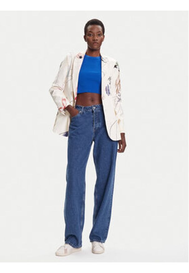 Desigual Marynarka Arty 25WWEW21 Biały Regular Fit. Kolor: biały. Materiał: bawełna