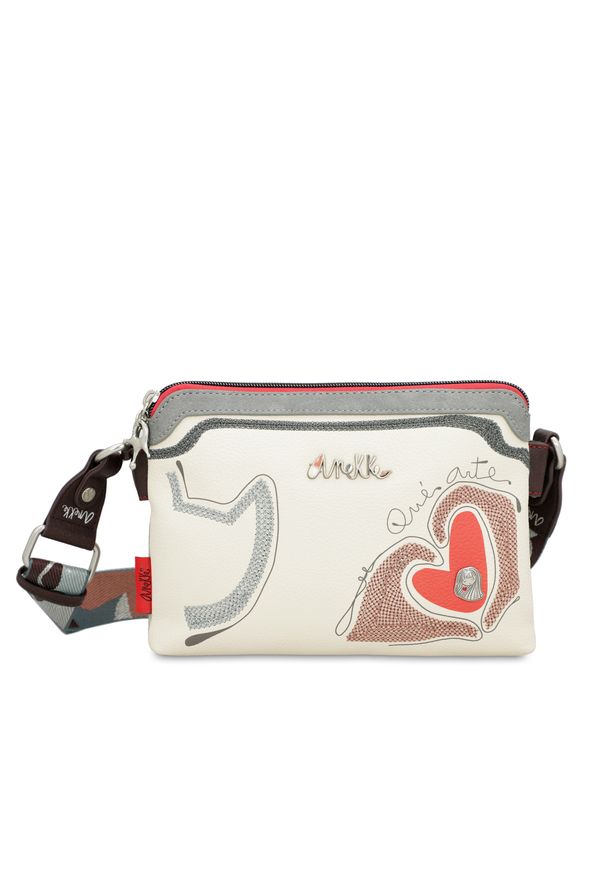 Biała Torebka Anekke Stylowa Listonoszka Damska. Kolor: biały. Wzór: haft. Dodatki: z haftem. Styl: elegancki