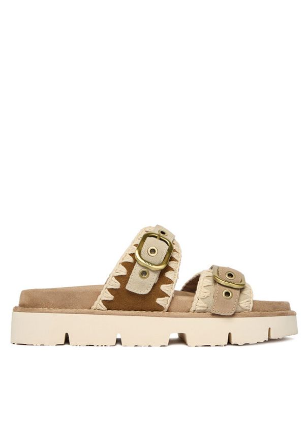 Mou Klapki MU.SW461023A Beżowy. Kolor: beżowy. Materiał: skóra, zamsz