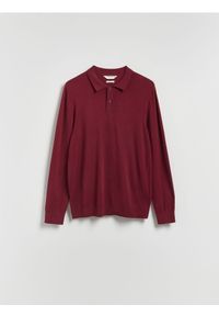 Reserved - Wiskozowy sweter polo - bordowy. Typ kołnierza: polo. Kolor: czerwony. Materiał: wiskoza
