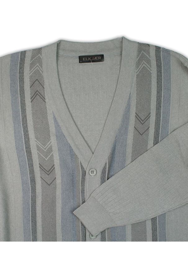 Elkjaer - Kardigan, Szary Sweter Zapinany na Guziki, Elegancki -ELKJAER- Męski. Okazja: na co dzień. Kolor: szary. Materiał: akryl, bawełna. Styl: elegancki