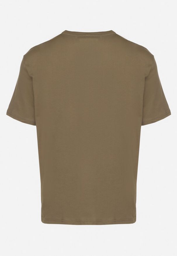 Born2be - Ciemnobeżowy T-shirt Bawełniany z Napisem Sunviera. Okazja: na co dzień. Kolor: beżowy. Materiał: bawełna. Wzór: napisy. Styl: casual