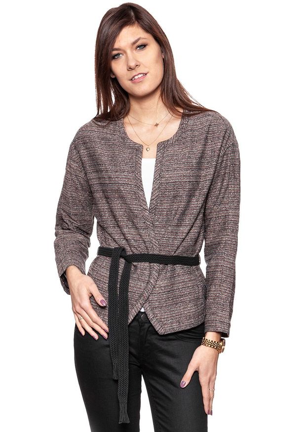Lee - DAMSKI ŻAKIET LEE KIMONO JACKET BURNT HENNA L56LAYMU. Okazja: na co dzień. Materiał: skóra. Wzór: melanż. Styl: casual