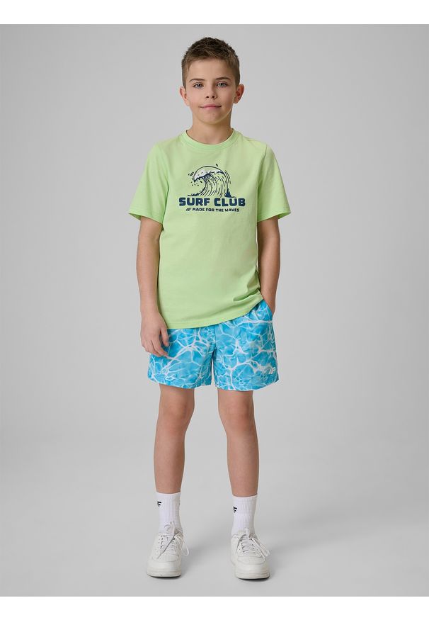 4f - 4F Spodenki plażowe boardshorty chłopięce - niebieskie 134/140 (8-10 lat). Kolor: niebieski. Materiał: włókno