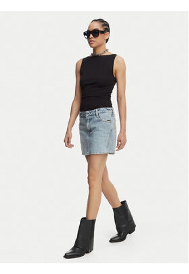 G-Star RAW - G-Star Raw Spódnica jeansowa Cinch D28409-E352 Niebieski Regular Fit. Kolor: niebieski. Materiał: bawełna