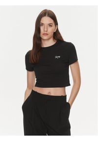Tommy Jeans T-Shirt Script DW0DW17366 Czarny Slim Fit. Kolor: czarny. Materiał: bawełna #1