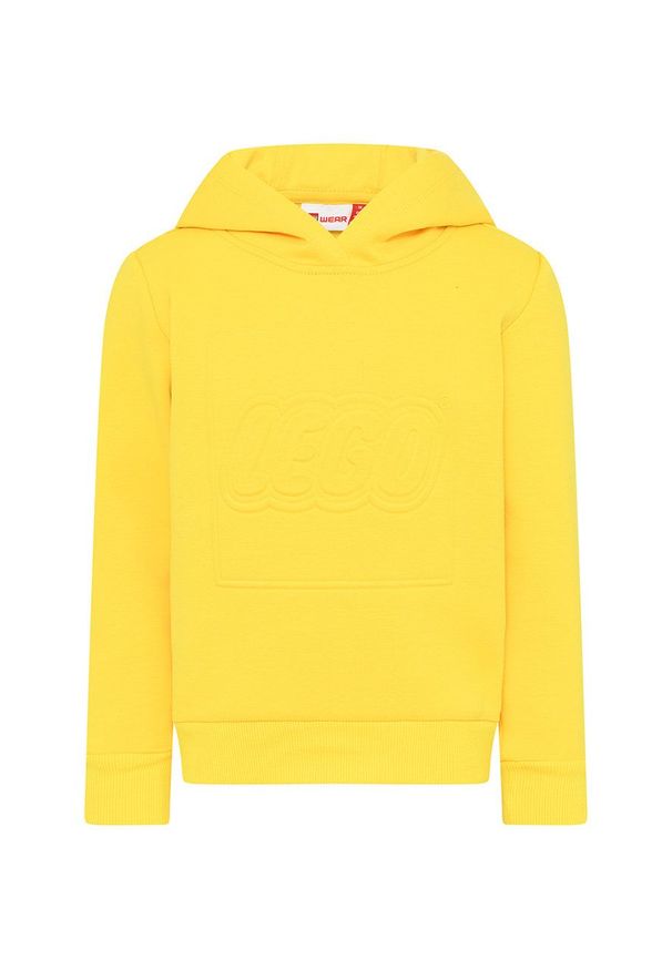 LEGO Wear - Lego Wear bluza dziecięca kolor żółty z kapturem z aplikacją. Okazja: na co dzień. Typ kołnierza: kaptur. Kolor: żółty. Wzór: aplikacja. Styl: casual