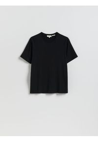 Reserved - T-shirt regular z włóknem bambusowym - czarny. Kolor: czarny. Materiał: włókno #1