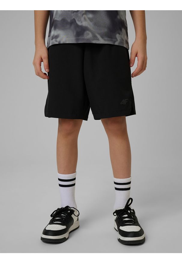 4f - 4F Spodenki sportowe szybkoschnące chłopięce - czarne 122/128 (6-8 lat). Okazja: na co dzień. Kolor: czarny. Materiał: syntetyk, materiał. Sezon: lato. Styl: sportowy