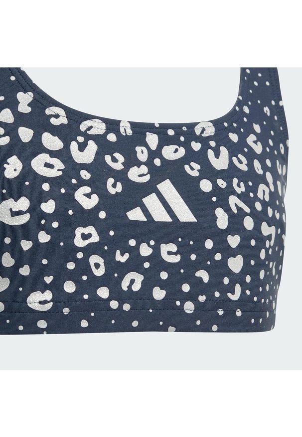 Adidas - Zestaw brokatowego bikini dla dzieci. Kolor: fioletowy. Wzór: nadruk