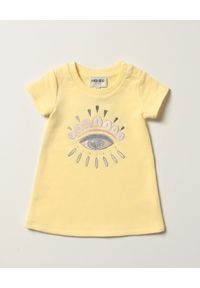 Kenzo kids - KENZO KIDS - Żółty t-shirt z nadrukiem 0-4 lata. Kolor: żółty. Materiał: bawełna. Wzór: nadruk. Sezon: lato