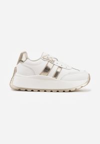 Renee - Białe Sneakersy ze Skóry Naturalnej na Platformie Cezella. Okazja: na co dzień. Kolor: biały. Materiał: skóra. Obcas: na platformie #3