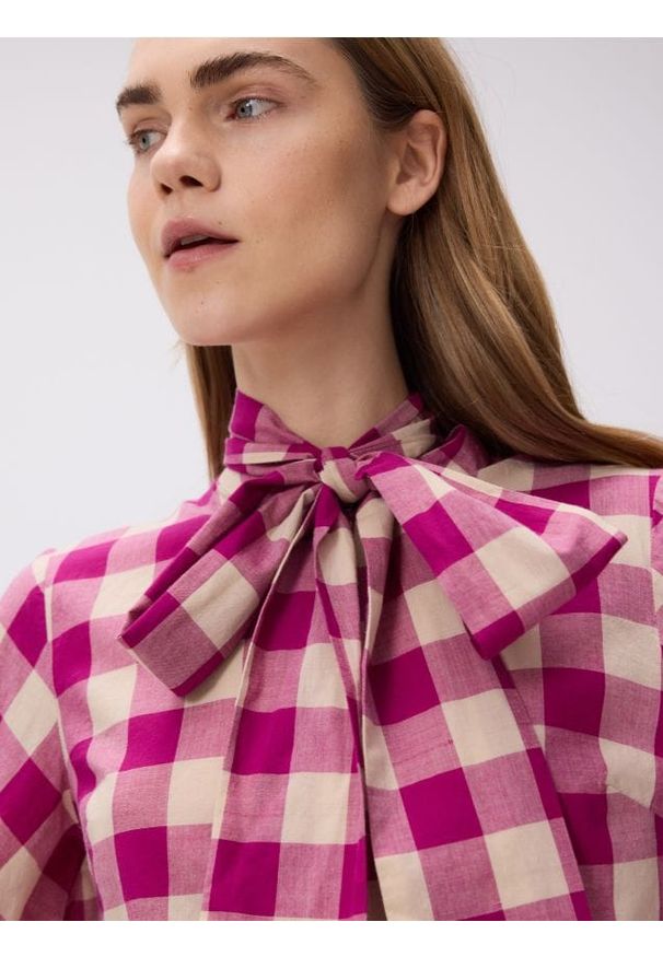 Reserved - Koszula z ozdobnym wiązaniem - wielobarwny. Materiał: tkanina, bawełna
