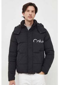 Calvin Klein Jeans kurtka męska kolor czarny zimowa. Kolor: czarny. Materiał: włókno, materiał. Wzór: nadruk. Sezon: zima
