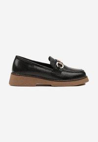 Born2be - Czarne Mokasyny z Metaliczną Aplikacją i Tłoczeniem Arvacce. Okazja: na co dzień. Kolor: czarny. Materiał: jeans. Wzór: aplikacja. Styl: casual, elegancki #6
