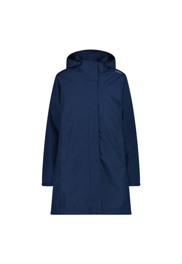 Kurtka puchowa damska z kapturem i zamkiem CMP. Typ kołnierza: kaptur. Kolor: niebieski. Materiał: puch. Sport: turystyka piesza