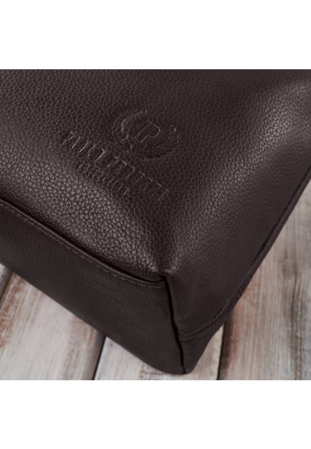 PAOLO PERUZZI - Listonoszka skórzana włoska Paolo Peruzzi E-27-BR brązowa. Kolor: brązowy. Materiał: skórzane. Styl: casual. Rodzaj torebki: na ramię