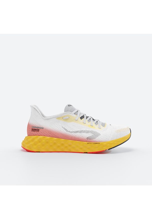 KIPRUN - Buty do biegania męskie Kiprun KS900 Light. Kolor: żółty, wielokolorowy, pomarańczowy, biały, czerwony. Materiał: materiał. Szerokość cholewki: normalna. Wzór: geometria. Sport: fitness, bieganie