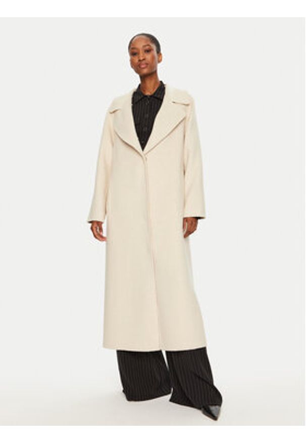 Luisa Spagnoli Płaszcz wełniany Supplica 541206 Beżowy Regular Fit. Kolor: beżowy. Materiał: syntetyk