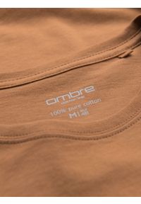 Ombre Clothing - T-shirt męski klasyczny bawełniany BASIC - brązowy V21 - Rozmiar: S. Okazja: na co dzień. Kolor: brązowy. Materiał: bawełna. Styl: klasyczny #5