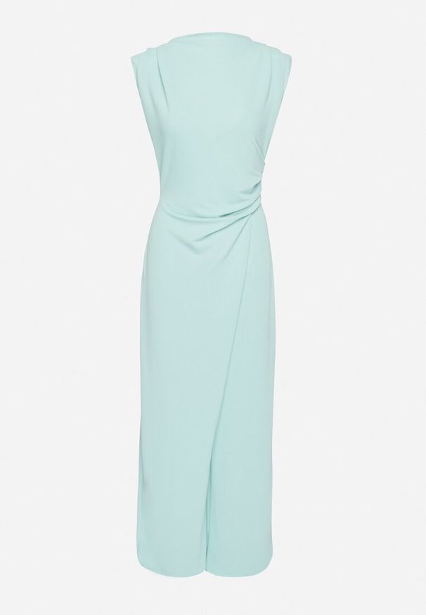 Born2be - Jasnozielony Kombinezon Bez Rękawów z Ozdobnym Marszczeniem Sepalene. Okazja: na co dzień. Kolor: zielony. Długość rękawa: bez rękawów. Sezon: wiosna, lato. Styl: klasyczny, casual, elegancki