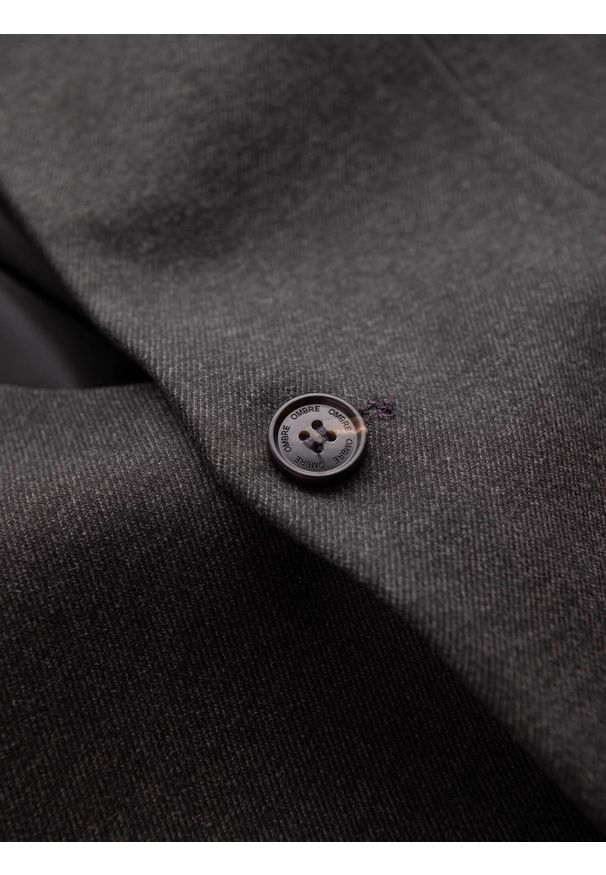 Ombre Clothing - Melanżowa marynarka męska z dodatkiem rayonu ze stójką – czarny melanż V5 OM-BLZB-0131 - XXL. Okazja: na co dzień. Typ kołnierza: kołnierzyk stójkowy. Kolor: czarny. Materiał: tkanina, materiał, poliester, skóra, zamsz. Wzór: melanż. Styl: klasyczny, casual