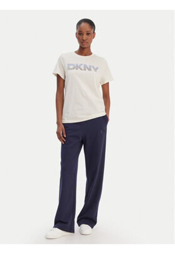 DKNY Sport T-Shirt DP6T1557 Écru Relaxed Fit. Materiał: bawełna. Styl: sportowy