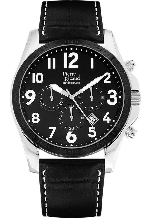 Zegarek Pierre Ricaud Zegarek męski Pierre Ricaud P91070.Y224CH czarny. Kolor: czarny
