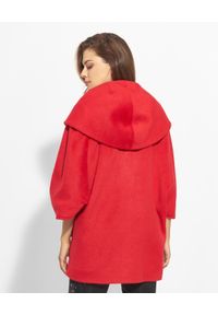 CINZIA ROCCA - Czerwony oversizowy płaszcz z dużym kapturem. Kolor: czerwony. Materiał: materiał #7