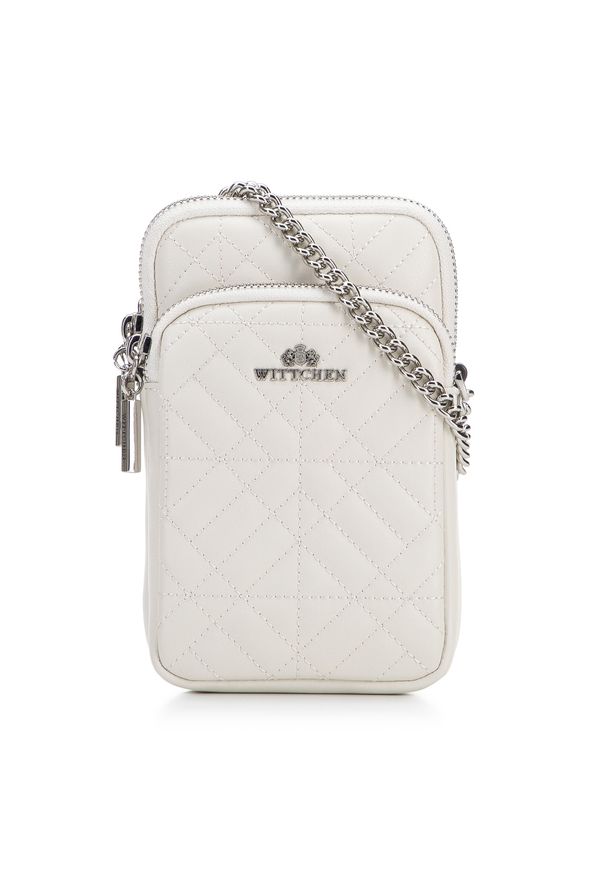 Wittchen - Minitorebka skórzana z kieszenią z przodu. Kolor: biały. Wzór: haft, aplikacja. Dodatki: z haftem. Materiał: skórzane. Styl: elegancki, sportowy