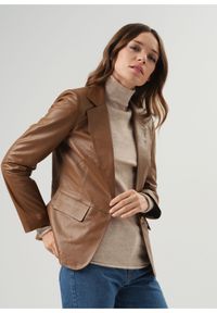 Ochnik - Skórzana kurtka damska w kolorze camel. Kolor: brązowy. Materiał: skóra #5