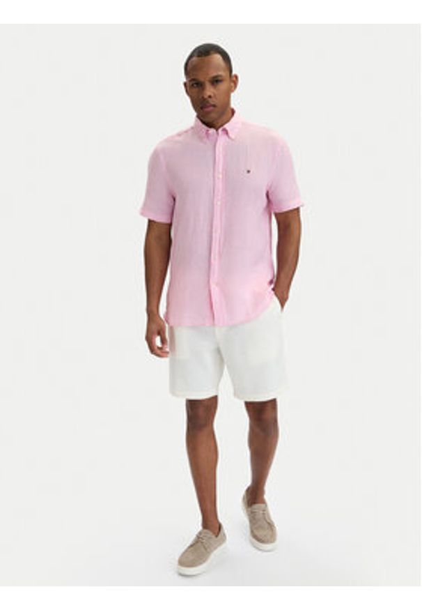 TOMMY HILFIGER - Tommy Hilfiger Szorty materiałowe Dover MW0MW44358 Biały Regular Fit. Kolor: biały. Materiał: len