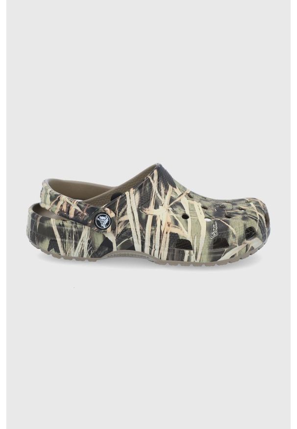 Crocs - Klapki. Kolor: zielony. Materiał: materiał, guma. Obcas: na obcasie. Wysokość obcasa: niski