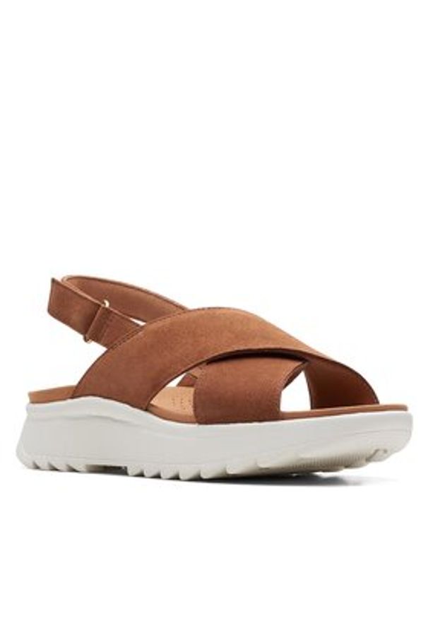 Clarks Sandały DashLite Wish 26171950 Brązowy. Kolor: brązowy. Materiał: zamsz, skóra