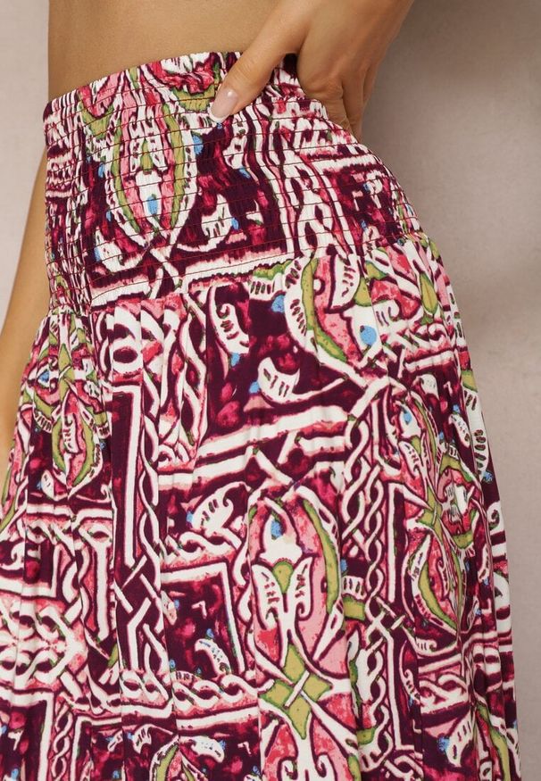 Renee - Fioletowe Spodnie Kuloty z Bawełny High Waist z Gumką w Pasie Palovia. Stan: podwyższony. Kolor: fioletowy. Materiał: bawełna. Sezon: lato